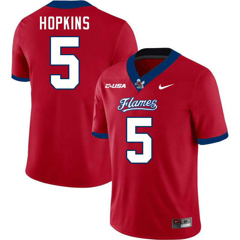 Liberty Flames #5 Elijah Hopkins College Football Jerseys Stitched-Red